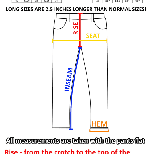 Pocelain Pants Size Chart