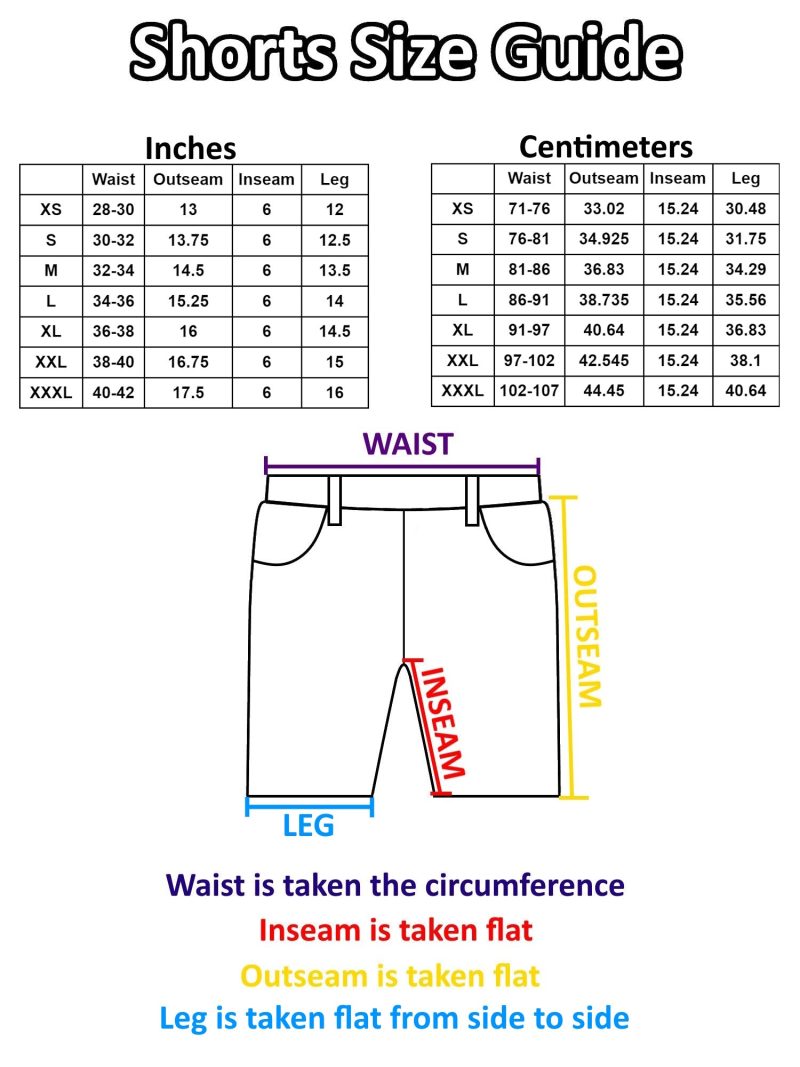 Shorts Size Chart